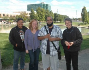 Left to Right: TYP alumna Melanie Montour, TYP Coordinator Lauren Hall, TYP alumnus and Summer Work/Study employee Ayaz Patel, and TYP Director Brenda Spotton Visano. Photo Courtesy of Timothy Hudson, York University